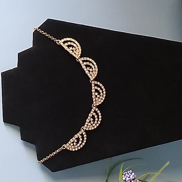 EUC J. Crew Statement Necklace Gold-tone Cubic Zirconia - Picture 1 of 9